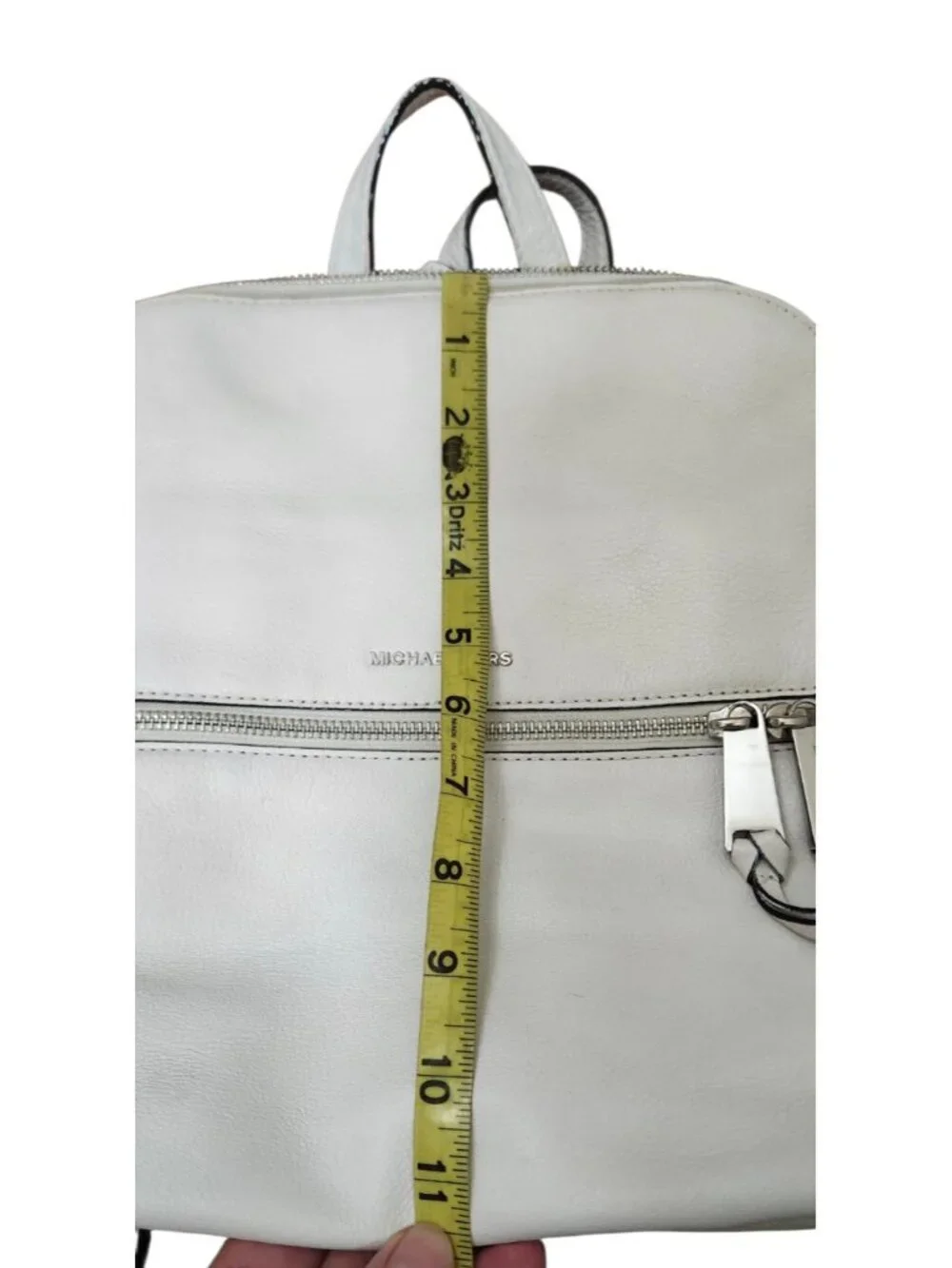 Michael Kors White Leather Backpack Women MK Gold Hardware Medium Travel Work